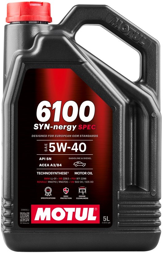 MOTUL 6100 SYN-NERGY SPEC 5W40 A3/B4 5L