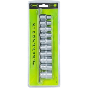 10-OS. 1/2" PADRUNITE KOMPLEKT 10-19MM, 12-KANT, SIINIL JBM