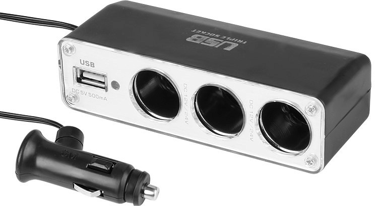 SIGARETISÜÜTAJA HARGMIK 3-NE + USB 500MA 12/24V CARMOTION
