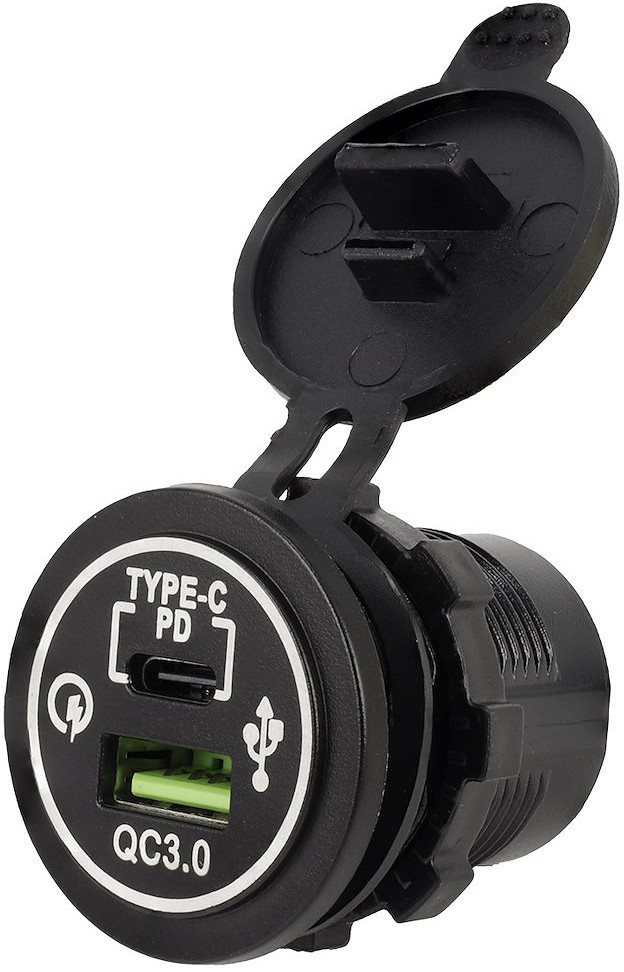 USB/USB-C LAADIJA 12/24V 30W SÜVISTATAV+KAABEL 60CM CARMOTION