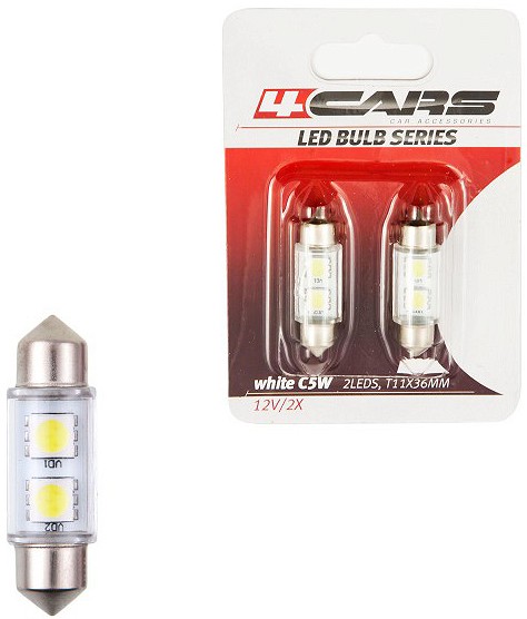 12V SV8,5-8 LED PIRN 36MM VALGE BLISTER 2TK 4CARS