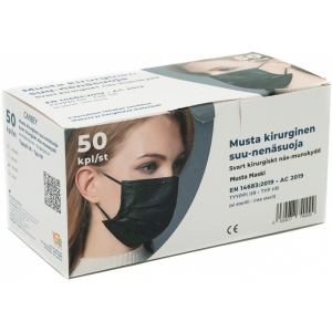 KAITSEMASK 3-KIHILINE, EBEMEVABA, MUST 50TK PAKK M+