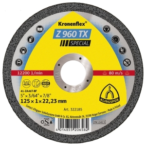 LÕIKEKETAS 125X1X22,23MM "KRONENFLEX" Z960TX, RST/METALL KLINGSPOR