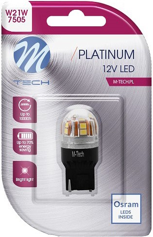 12V/24V T20 LED PIRN 3,9W W21W CANBUS PLATINUM BLISTER 1TK (OSRAM LED) M-TECH