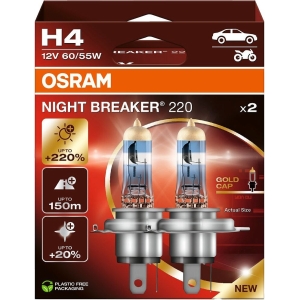 12V H4 PIRN 60/55W P43T NIGHT BREAKER +220% 2HB 2TK OSRAM