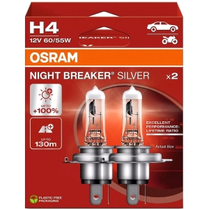 12V H4 PIRN 60/55W P43T NIGHT BREAKER SILVER +100% 2TK OSRAM