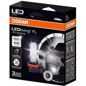 12V H8/H11/H16 LED PIRNIDE KOMPLEKT 8,2W PGJ19-X 6000K 2TK OSRAM