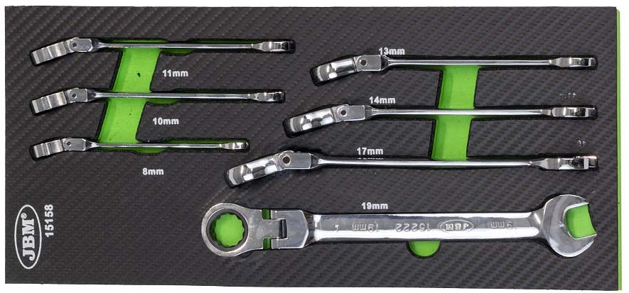 7-OS. LIIGENDIGA TIRR-SILMUS-LEHTVÕTMETE KOMPL. 8-19MM PU-PANEELIS CA JBM