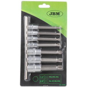 7-OS. 1/2"+3/8" PIKKADE 12-TÄHIK PADRUNOTSIKUTE KOMPL. M6-M14. SIINIL JBM*