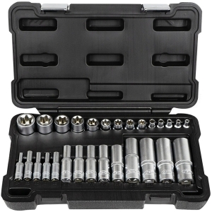 28-OS. 1/2"+3/8"+1/4" E-TORX PADRUNITE KOMPL. E4-E24 (PIKK/LÜHIKE) JBM